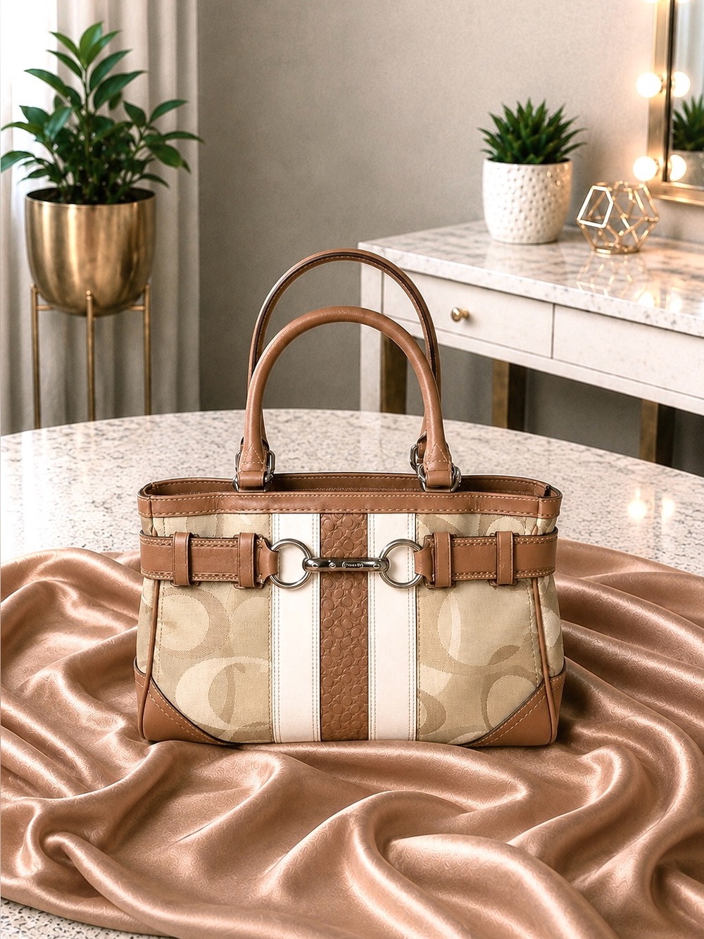 Coach Signature Stripe Tote Bag
